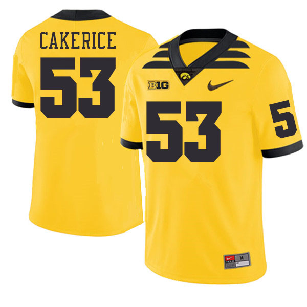 Men #53 Trent Cakerice Iowa Hawkeyes College Football Jerseys Stitched-Gold